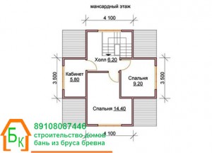 Проект Дома из бруса 8х8