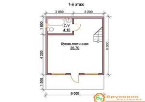 Проект дома из бруса 6х6