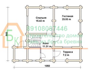 Проект дома из бревна 8х10