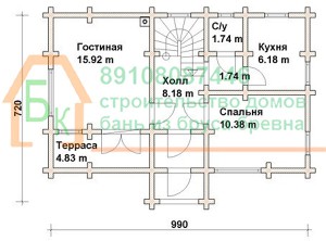 Проект дома из бревна 7х10